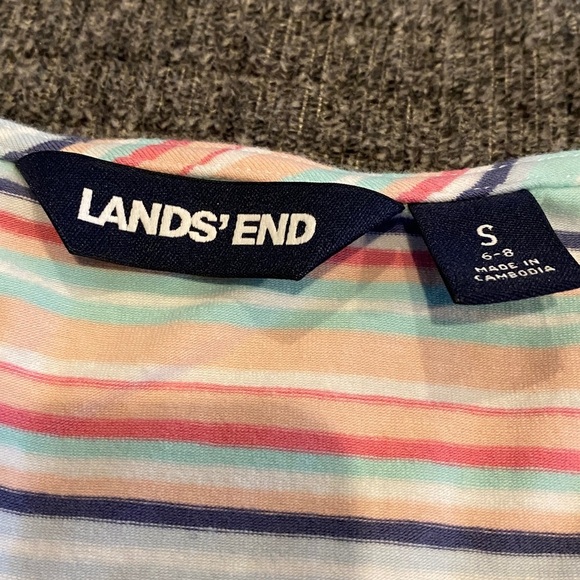 Lands' End Multicolor Striped Midi Dress. Sleeveless. Size S. Pockets. Comfy! - Picture 9 of 14
